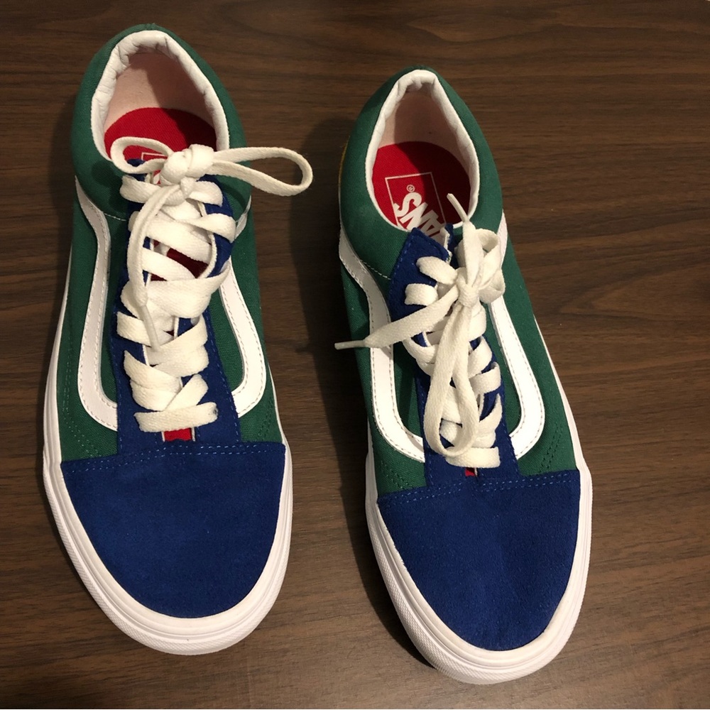 Vans Off The wall  Canvas Blue Green Yellow sneakers Size 7.5 Men  Shoes